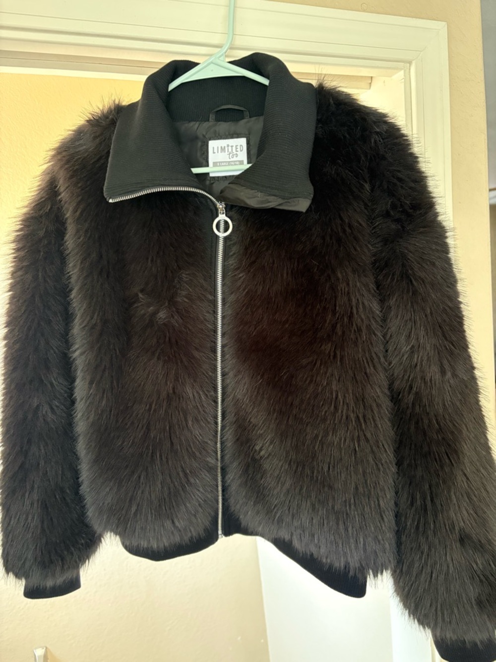 The Limited Black Faux Fur Bomber Jacket